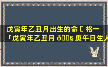 戊寅年乙丑月出生的命 ☘ 格一「戊寅年乙丑月 🐧 庚午日生人命运如何」